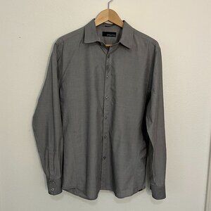BKE Buckle Black | Mens Tailor Fit Button Down Gray Shirt, size L